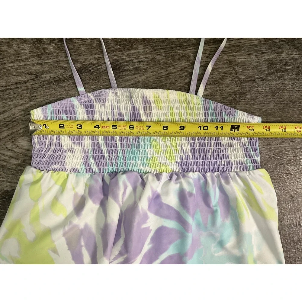 Juniors Girls Place Size XL (14) Purple Green Tie Dye Peplum Sleeveless Top